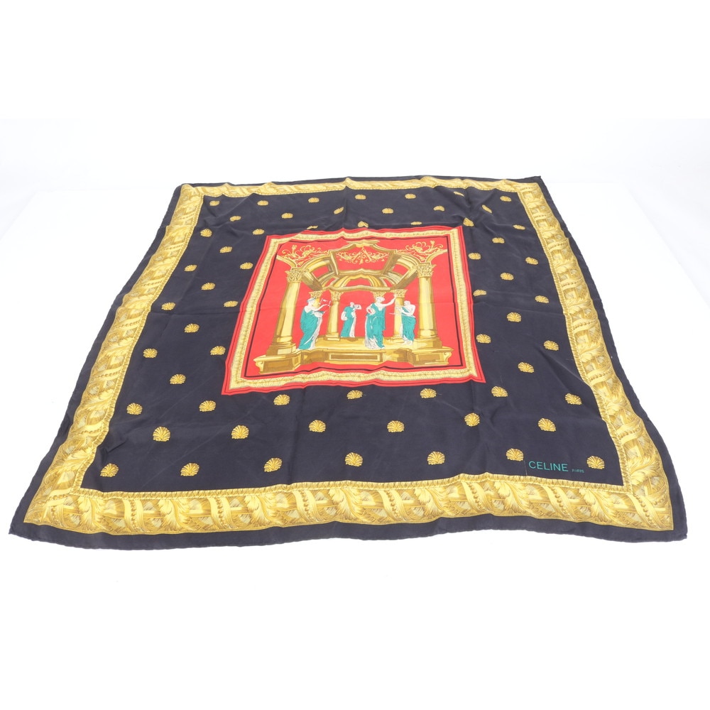 美品 古代ローマ シルク 100% スカーフ レディース REE CQ4-10 中古