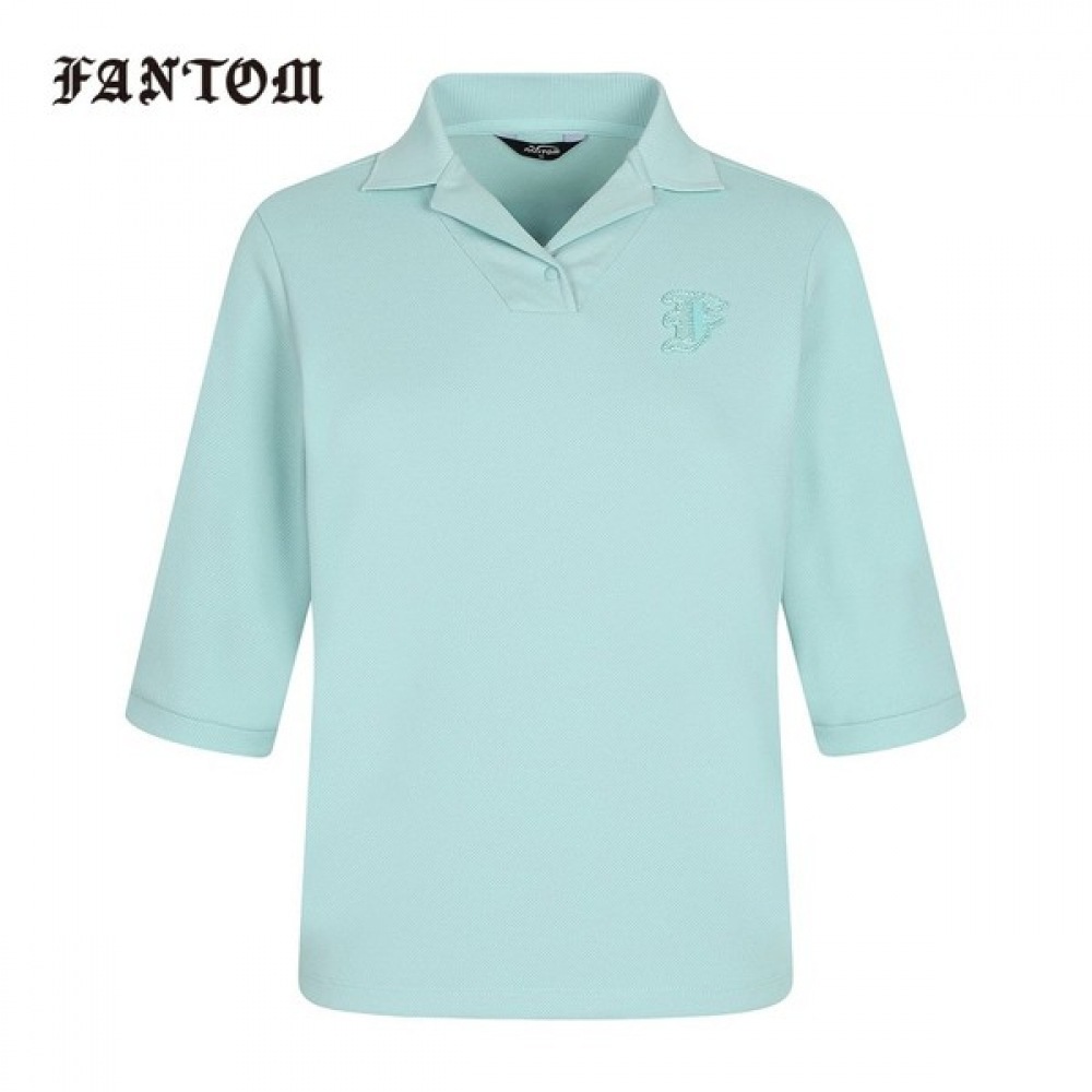 [ファントム] レディースオープンカラー 3/4 ロングスリーブ Tシャツ