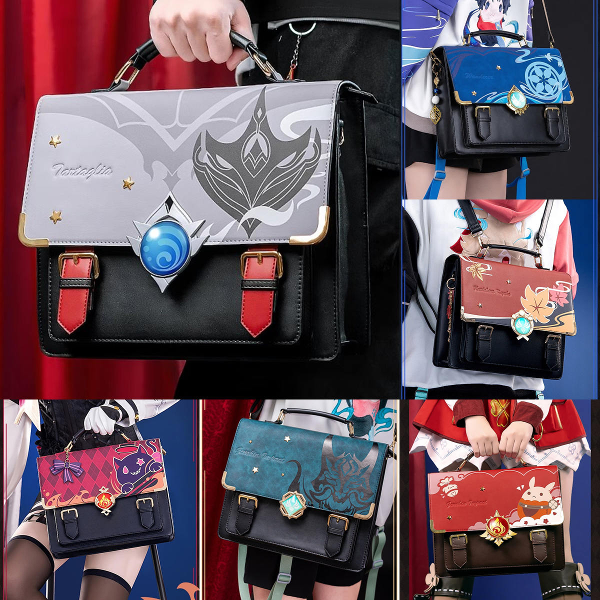 原神 2way バッグ Genshin バックパック 上質 革 ショルダーバッグ 痛バッグ 魈 放浪者 楓原万葉 ティナリ フリーナ クレー コスプレ30%までに制限
