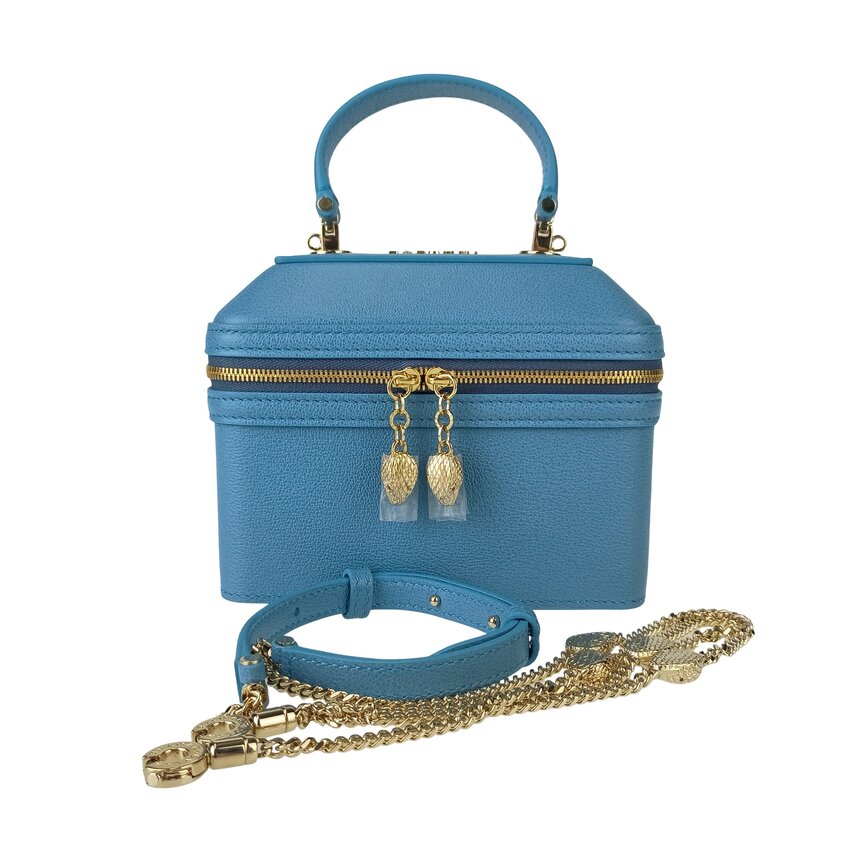 ブルガリ ハンドバッグ セルペンティ バニティバッグ レザー - 2WAY ショルダーバッグ ゴールド金具 ブルー系 ショルダーバッグ トートバッグ ショッピングバッグ 鞄【本物保証】