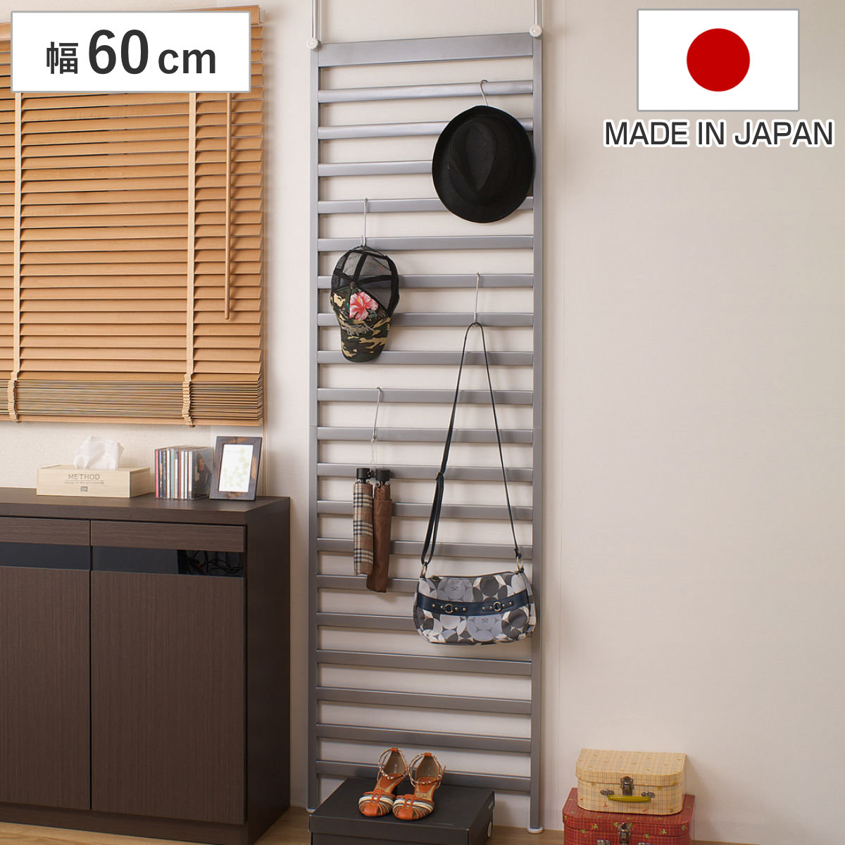 突っ張りパーテーション 幅60ｃｍ シルバ－ 突っ張りラダーラック ウォールラック 天井つっぱり収納 壁面収納 ラダーラック つっぱり ラック 突っ張り収納 壁面ラック 収納ラック 間仕切り