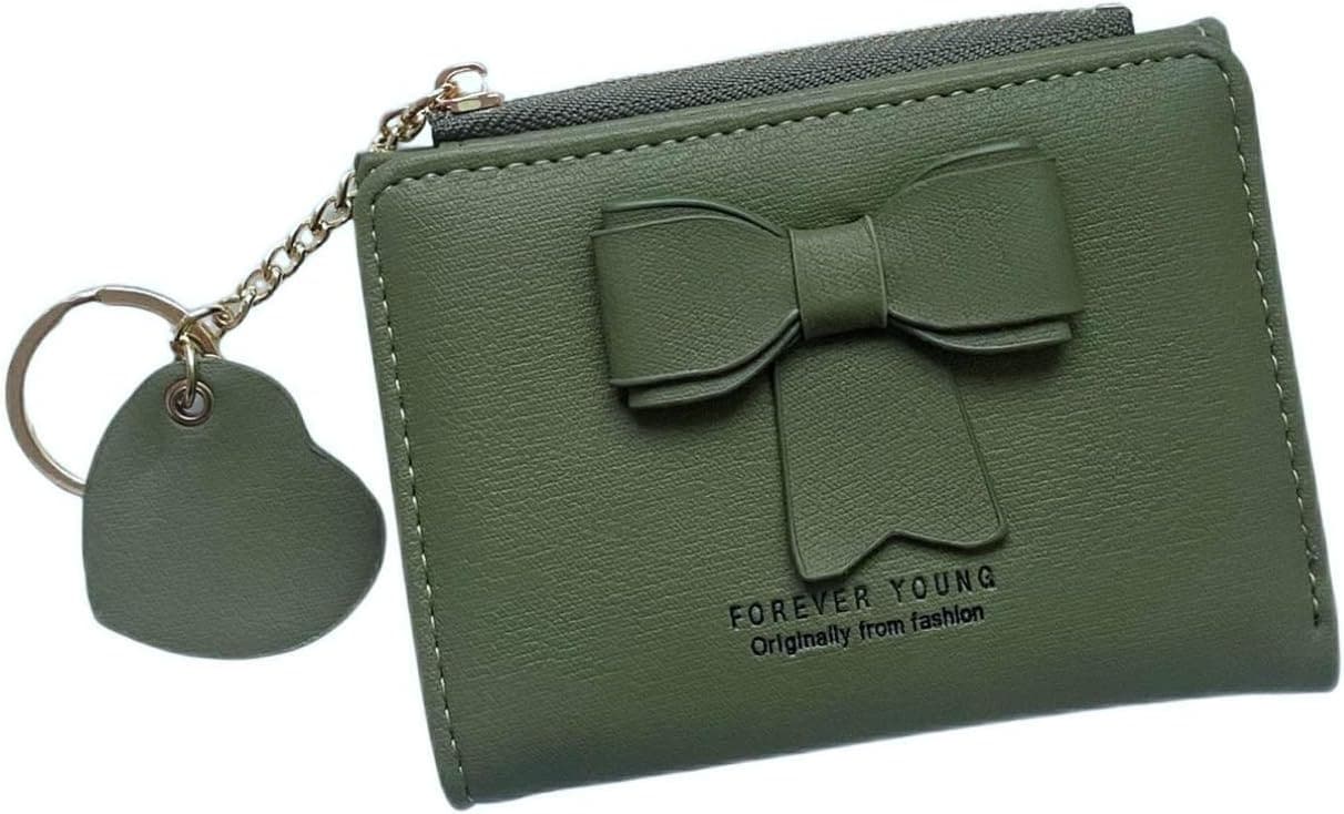 【20%OFFクーポン】小さい財布 レディース 財布 2つ折り 英字柄 リボン ファスナー 大容量 カード入れ 小銭入れ キーホルダー 多機能 コンパクト 軽い ウォレット コインケース かわいい お