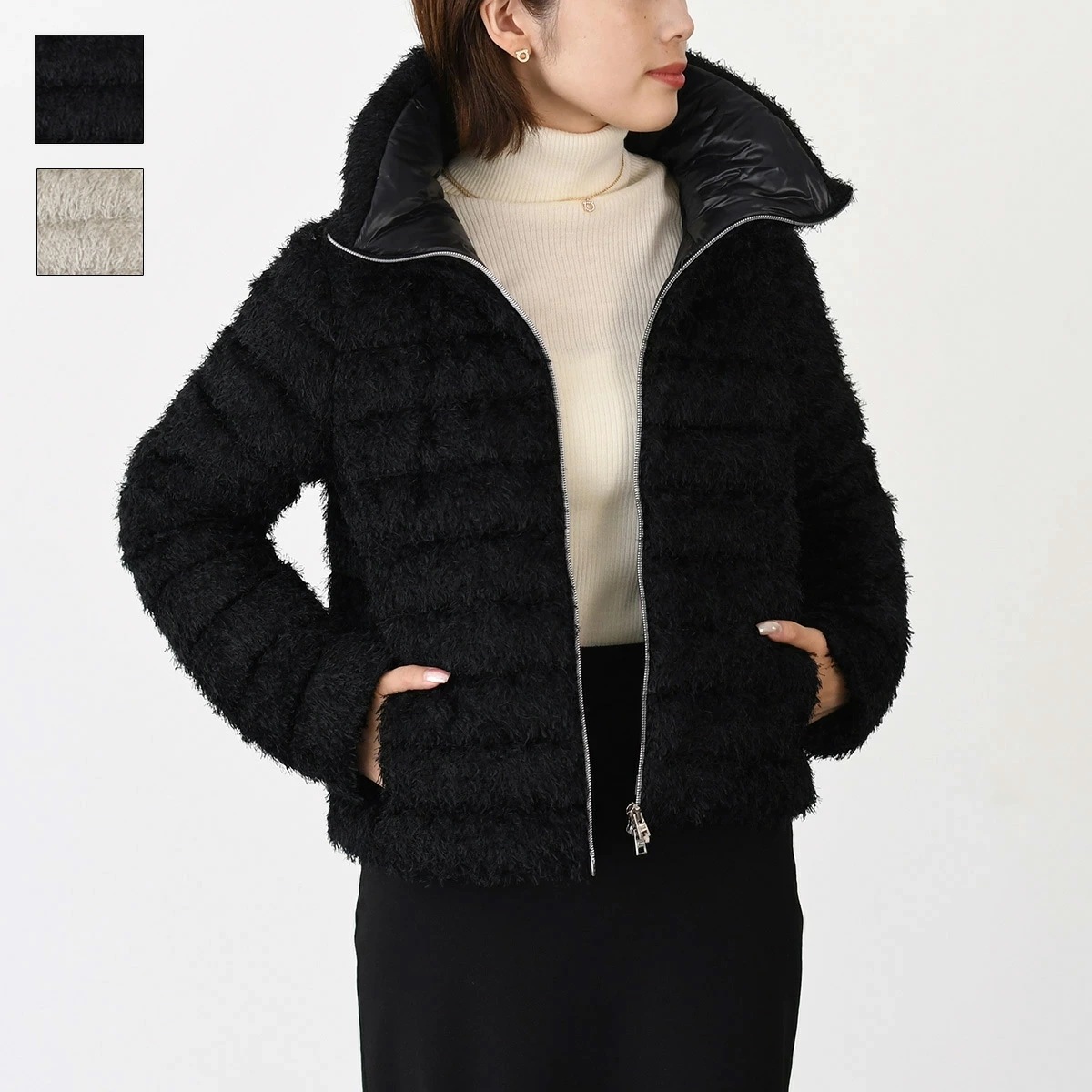 アウター コート RESORT リゾート ダウンジャケット PI00160DR 12731 レディース ベージュ ブラック ファスナー開閉 ショート丈 防寒 秋 冬 44,340円