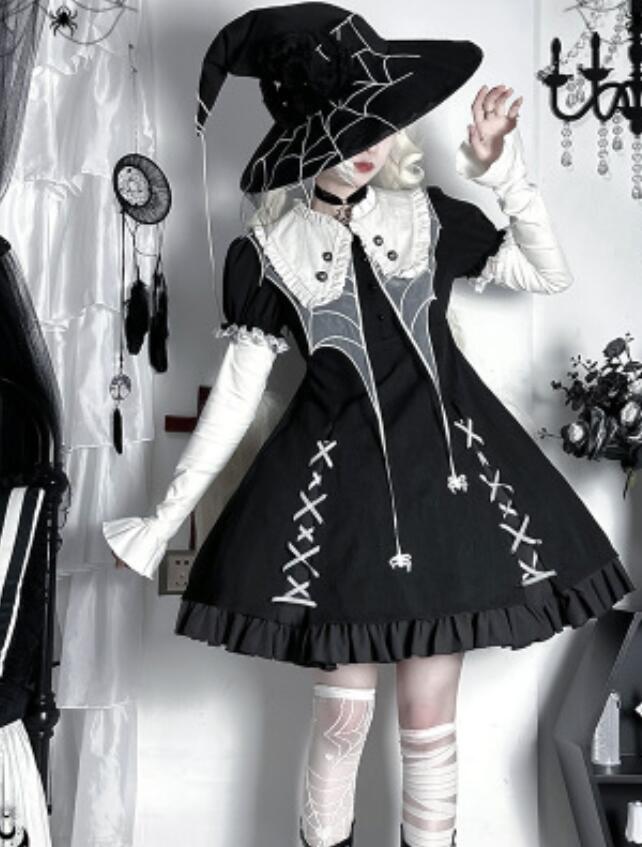 【新作登場 最安値!】149ロリータ蜘蛛巫女opワンピースゴスロリ コスプレ メイド服 コスチューム 文化祭 学園祭 衣装 仮装 ハロウィン おすすめ 可愛い ドレス　日常　写真　舞台　花嫁