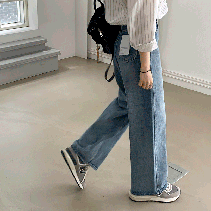 韓国の女性ファッション / ミルクウォッシングワイドデニムパンツ pt1273