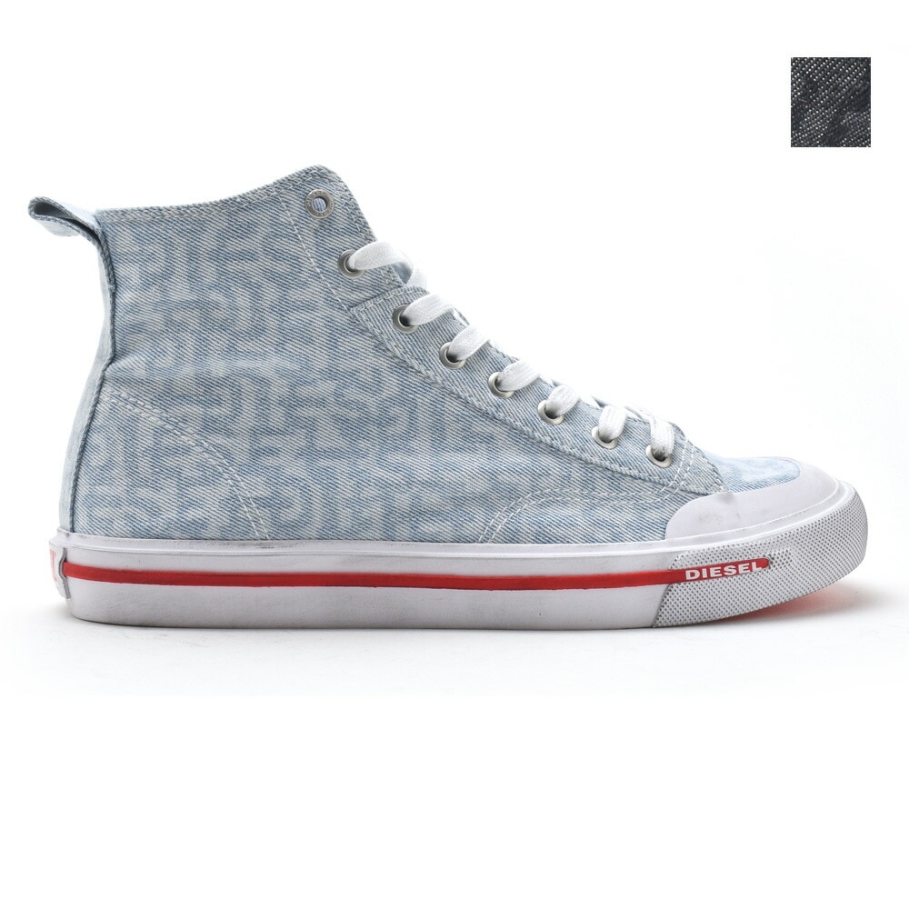 ディーゼル DIESEL スニーカー メンズ ミッドカットスニーカー シューズ 靴 ライトブルー ブラック DIESEL S-Athos Mid［y02879］