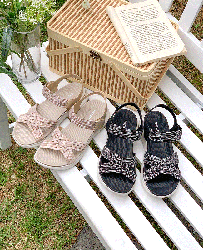 [MILOVANY] 230-260 ヘイブ バンディング クロス 軽量 サンダル 4cm