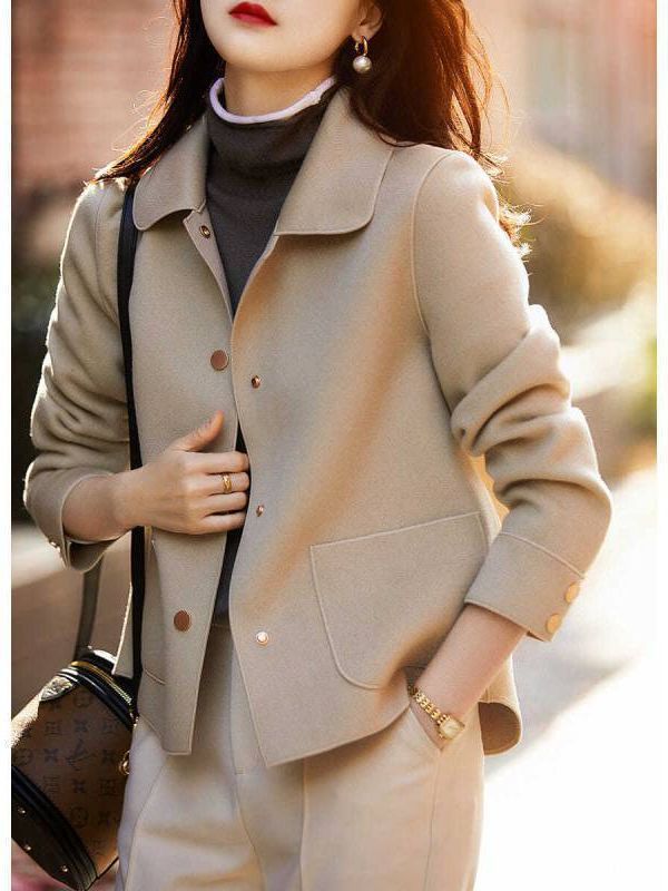 ショート レディース スーツ襟 ラシャ ショートジャケット 秋冬 コート スーツ ジャンバー