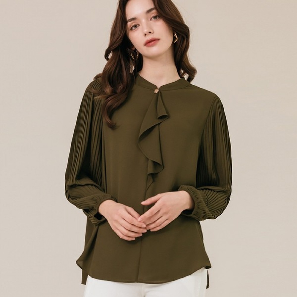 [マックスカルティジオ] スリーブプリーツフリルブラウス