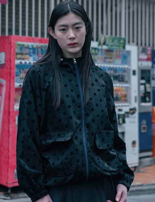 dot frill hooded windbreaker jumper 韓国ファッション レディース ストリートウェアブランド