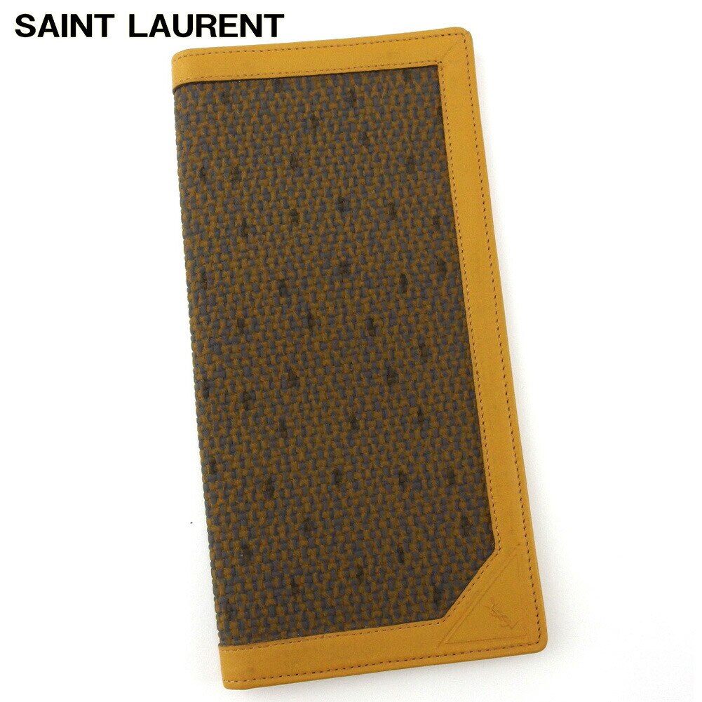 長札入れ 札入れ YSLロゴ レディース メンズ ベージュ グレー 灰色 中古