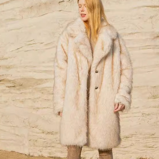 トスカーナの毛皮コートカスタム染めフォックスファーコートロングファーコート秋冬毛皮コート