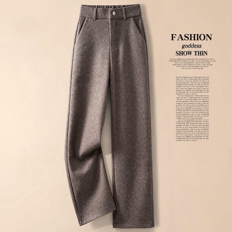 バックウエストゴム ボトムス パンツ ストレートパンツ ズボン ロング丈 サイドポケット 前ファスナー ハイウエスト ベルト通し付き ラシャ シンプル カジュアル きれいめ 上品 おしゃれ お洒落