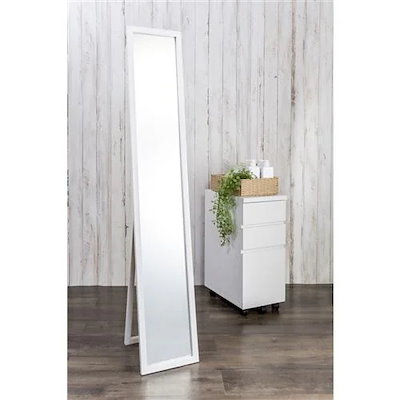 他サイト： 不二貿易 木製スタンドミラー ホワイト WH 70120の商品画像