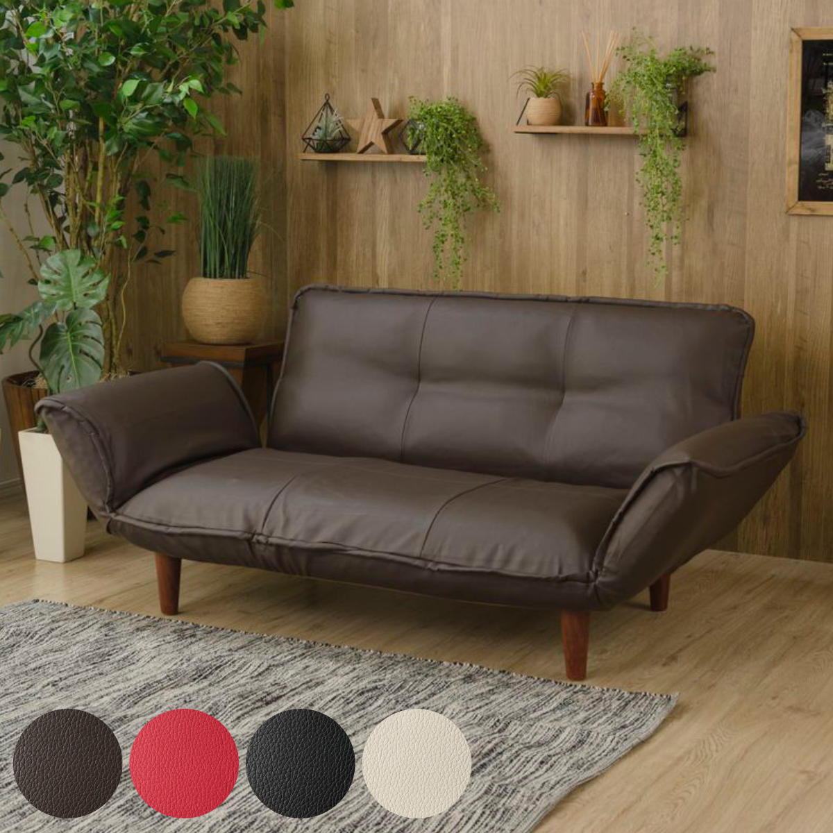 ソファ 2人掛け 幅130cm PVC ソファー コンパクト ソファベッド 二人掛け レザー調 ポケットコイル シンプル 北欧風 モダン 日本製 完成品