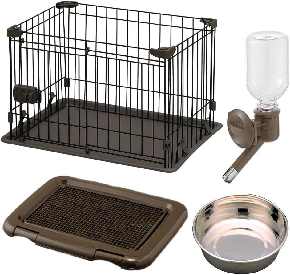 アイリスオーヤマ 【全部入り犬用スターターセット】 犬 サークル システムサークル・トレーニングペットトレー・給水ボトル・ステンレス食器・お試しペットシーツ20枚