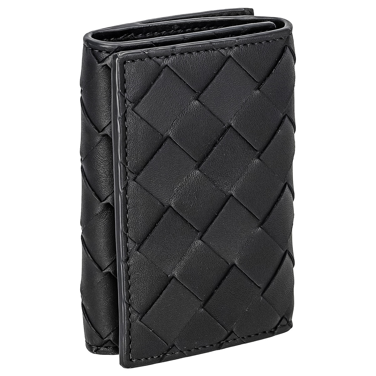 BOTTEGA VENETA 690595-VCPQ3-8803 ボッテガヴェネタ 三折財布 イントレチャート カーフレザー ブラック/シルバー