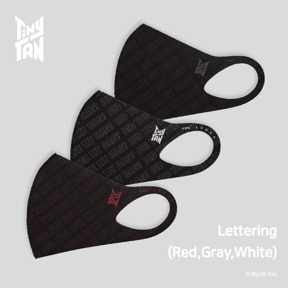BTS タイニタン MIC Drop レタリング ファッションマスク_ブラックSize : SM