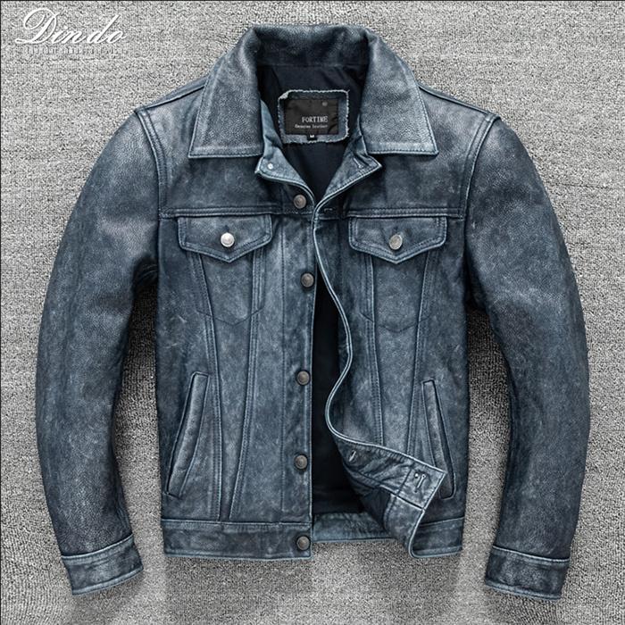 レザージャケット メンズジャケット デニム風 本革ジャケット 牛革 シングル ダブル ショート丈 バイクジャケットブルゾン MA-1 Gジャン 15,045円