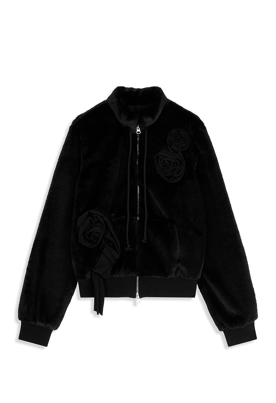【OPEN Yy】25FW FLEECE APPLIQUÉ ZIPUP JACKET : BLACK