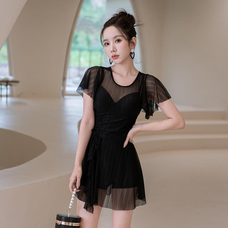 水着 レディース スイムウェア プール 温泉 夏 サマー カジュアル 半袖 スカート ワンピース ブラック ホワイト