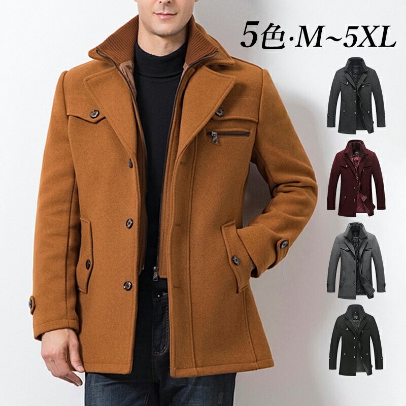 ムートンコート ショート丈 メンズ おしゃれ カジュアル 韓国風 フリースジャケット 紳士服 ファッション 30代 40代 50代 男性 アウター ブラック グレー ワインレッド ラシャ混コ