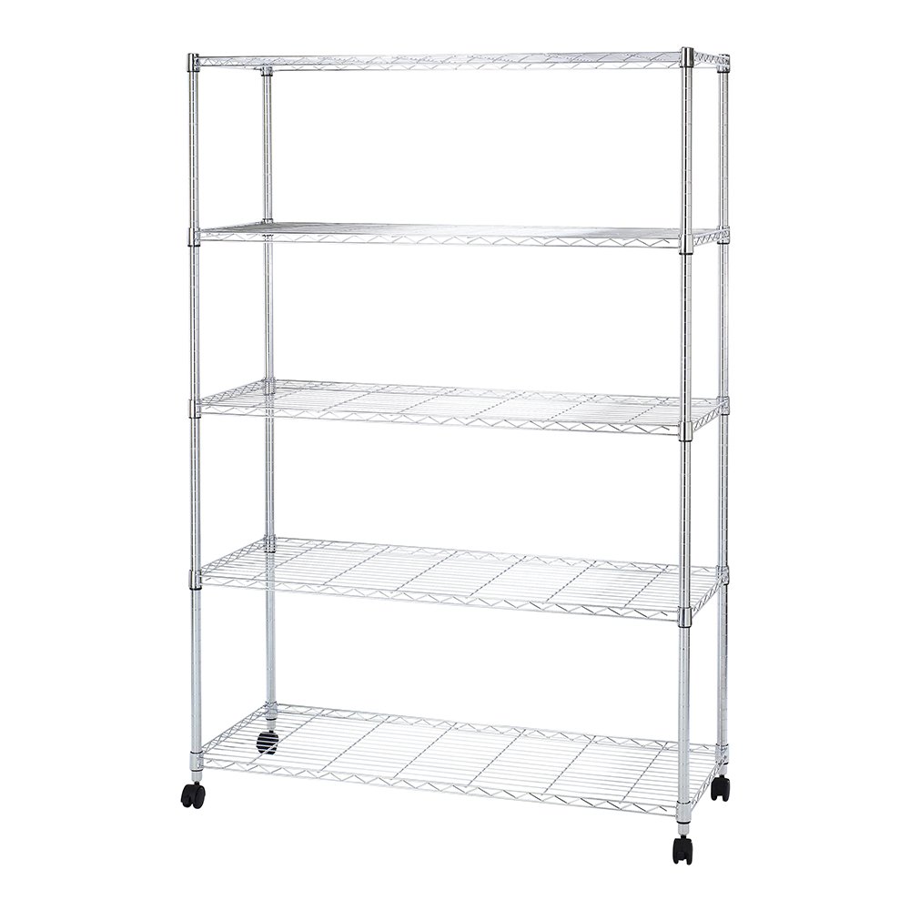 ドウシシャ 棚 ルミナス互換 メタルルミナスラック 幅120 5段 スチールラック 収納棚 幅120×奥行46×高さ180cm 全体耐荷重400kg頑丈 キャスター付き 防錆加工 ポール径25mmパー