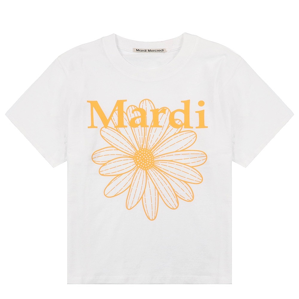 Tシャツ SLIM TSHIRT FLOWERMARDI WHITE TANGERINE 半袖 レディース 韓国 ファッション アパレル