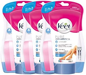 ヴィート Veet ピュア バスタイム 除毛クリーム 敏感肌用 150g × 3個 スポンジ付き 脱毛クリーム