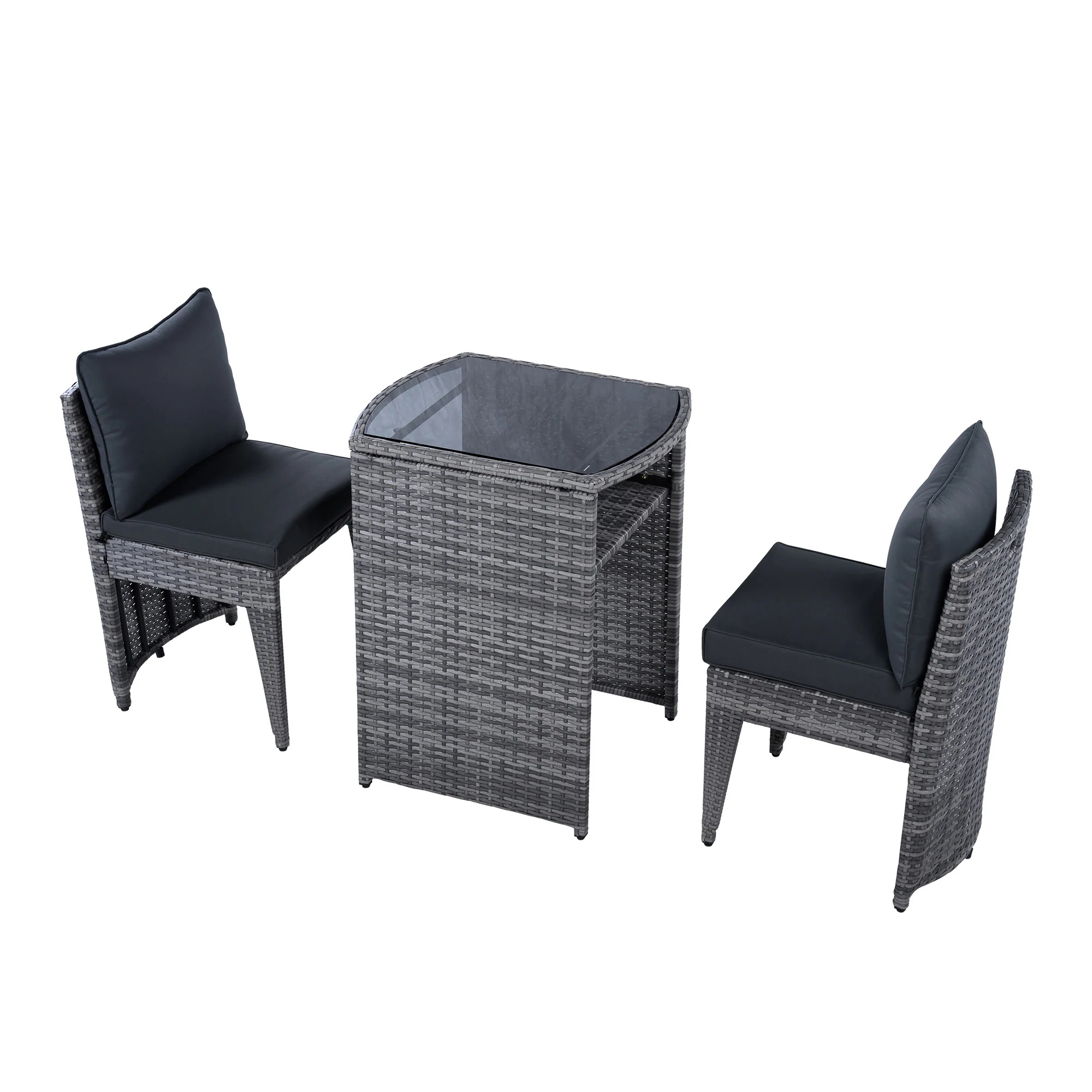 1978ガーデンファニチャーセット 3点セット ラタン調 コンバクト収納 ガーデンファニチャー ベランダテーブル ガーデンテーブル ガーデンチェアー テーブル コンパクト 屋外家具 ガーデンファニチャ