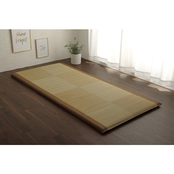 1121170063901 い草 い草マット 国産 ごろ寝マット くつろぎ 折畳み可 ブラウン 約90×200cm メーカー直送 10,592円