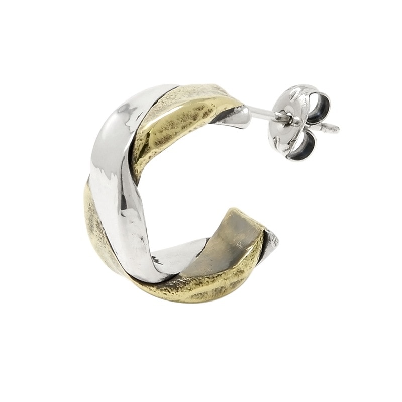 ツイスト & プレス ハーフフープピアス シルバー925 x 真鍮 VFP-079 1点売り