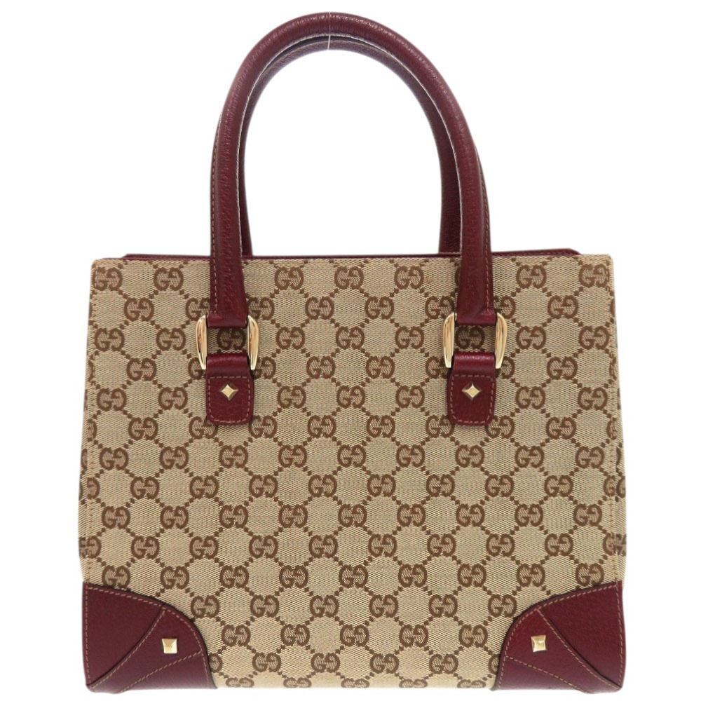 美品 120895 ハンドバッグ GGキャンバス/レザー ベージュ 0859【中古】 レディース