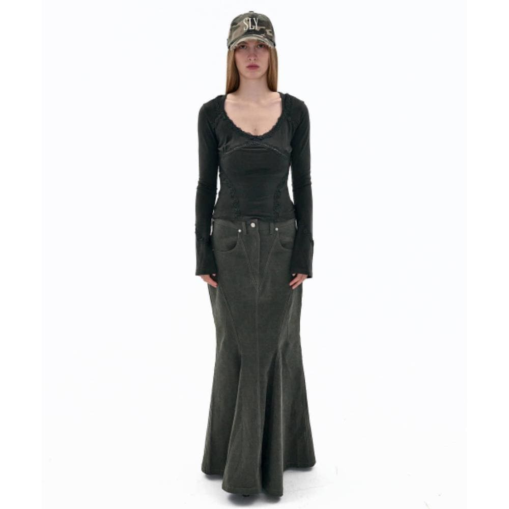 2000Archives MERMAID CARGO SKIRT VINTAGE KHAKI 2A24FWSK0