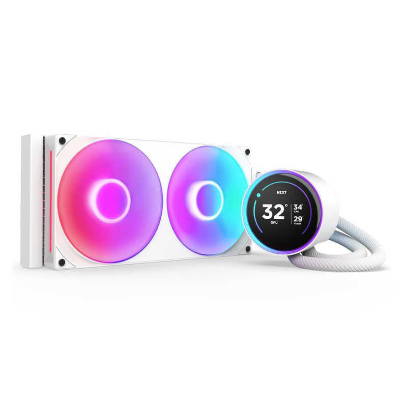 NZXT　水冷CPUクーラー KRAKEN ELITE280 RGB(2024) ［ 280mmファンx1/ 2.72液晶ヘッド ］ ホワイト　RLKR28EW2