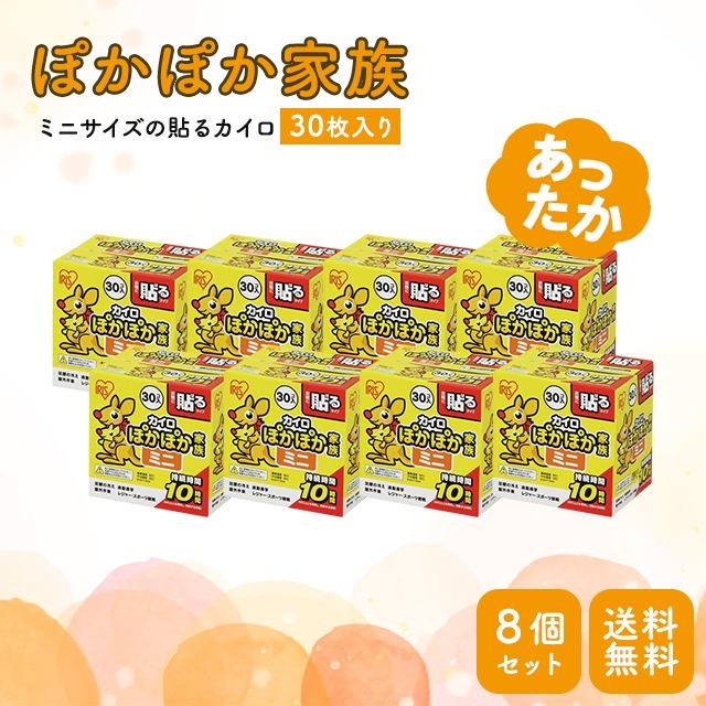 ぽかぽか家族 カイロ 貼る ミニ 30枚入り 8箱セット 使い捨て 防寒 寒さ対策 PKN-30HM