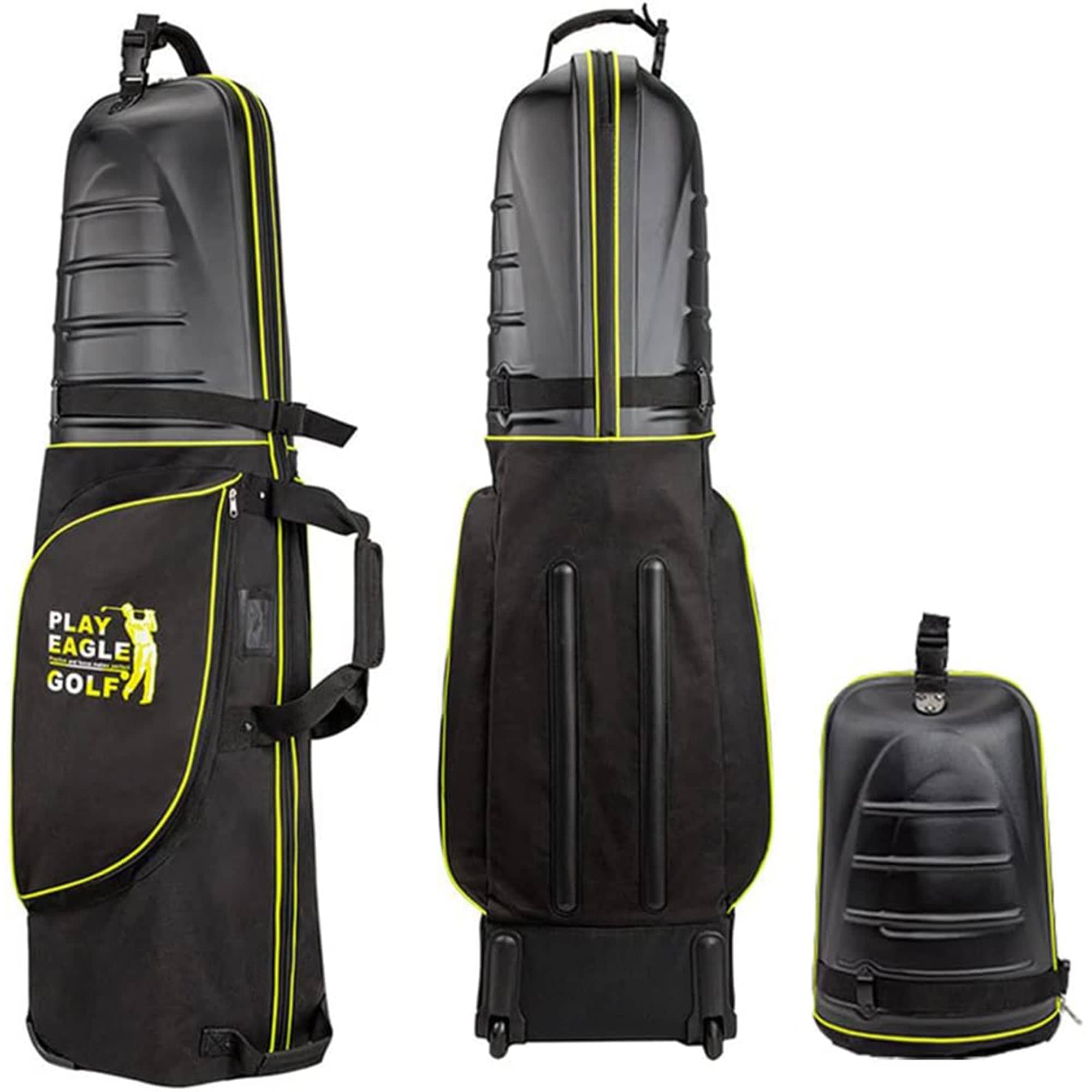 PlayEagle ゴルフバックカバー ゴルフ用トラベルカバー ホイール付き ハードシェル付き 折りたたみ式 ハードケース キャスター付きトラベルバッグ