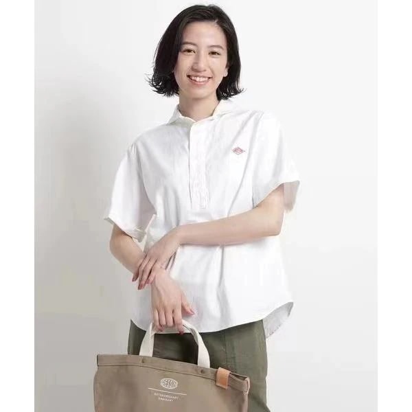 【お買い得！メガ割限定セール】 ダントン カジュアルシャツ レディースファッション 綿100％ 半袖シャツ ブラウス 通勤 通学 夏 学生 可愛の襟