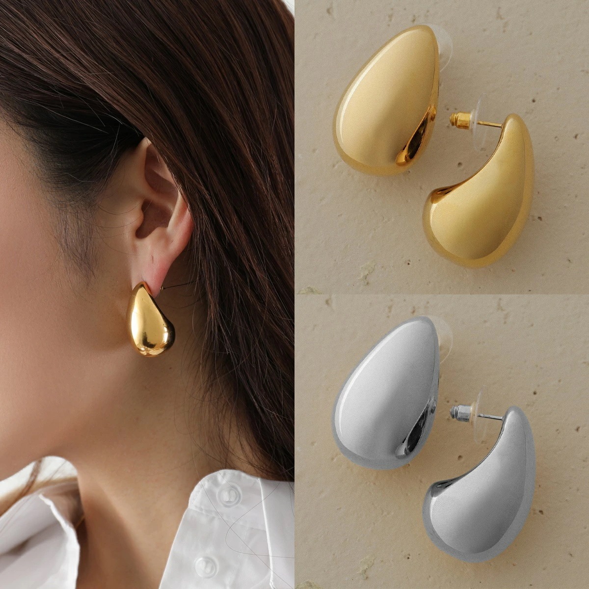 Kenneth Jay Lane ケネス ジェイ レーン ピアス tapered hoop pierced 5179EPG 5179EPS レディース アクセサリー カラー2色