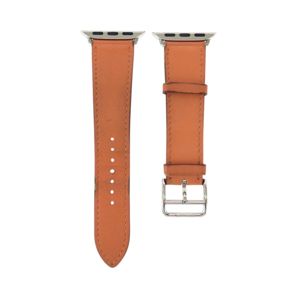 シンプルトゥール 38/40/41/42mm オレンジ シルバー金具 レザー 腕時計 アップルウォッチバンド 男女兼用 B刻印 レディース 601444