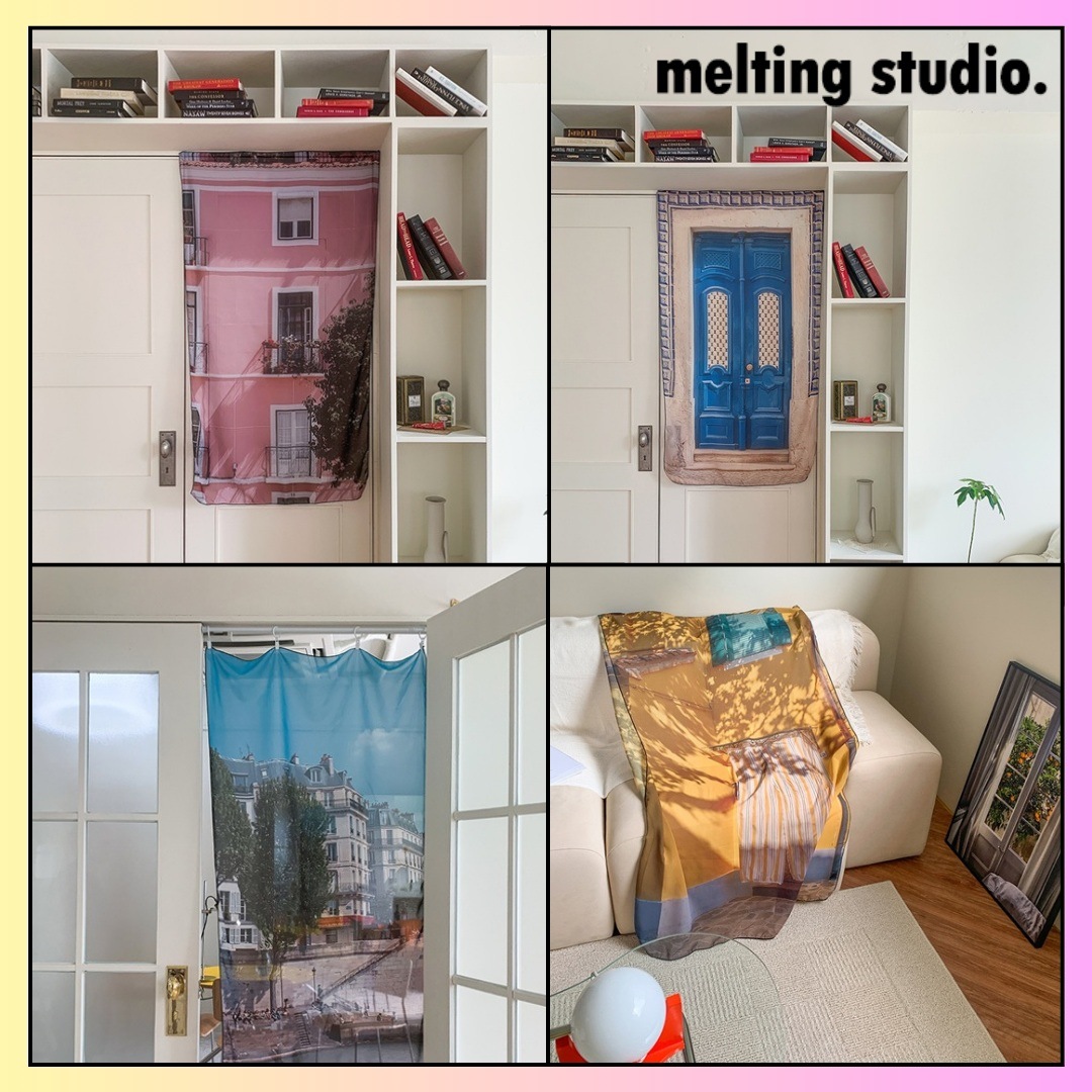 [Melting Studio] ファブリックシフォンポスター 全 12種 81X142cm + FREE OMAKE シフォン生地 アートポスター 韓国インテリア シフォンポスター 光を通す