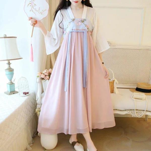 sale チャイナ風 ワンピース 普段着 漢服 コスプレ衣装 チャイナ服 刺繍 花柄 ワンピース 袖あり レディース 中国風 ワンピース 唐服コスプレ イベント 仙女 コ