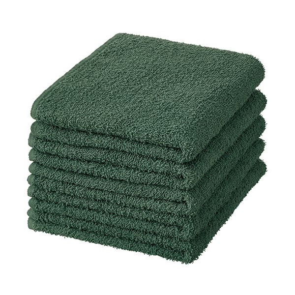 （まとめ） フェイスタオルカーキ 1パック（5枚） [x5セット]