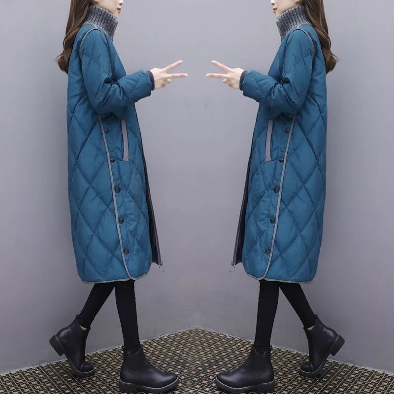 韓国ファッション 中綿コート レディース 大きいサイズ ロング丈服 防寒 暖かい ゆったり アウター[8カラー]805