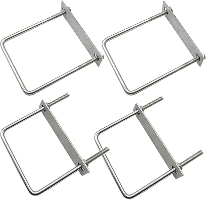 駐車カーポート用 固定金具 コ型ボルト Uボルト アルミ柱に穴あけ必要なし 締付固定 固定ベース ステンレス製 4個セット 角パイプ110ｍｍ用x4(角パイプ110ｍｍ用x4)