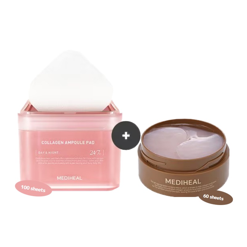 [2個セット] ラーゲンアンプルパッド 100枚 + レチノールコラーゲンアイアンプルパッチ 60枚
