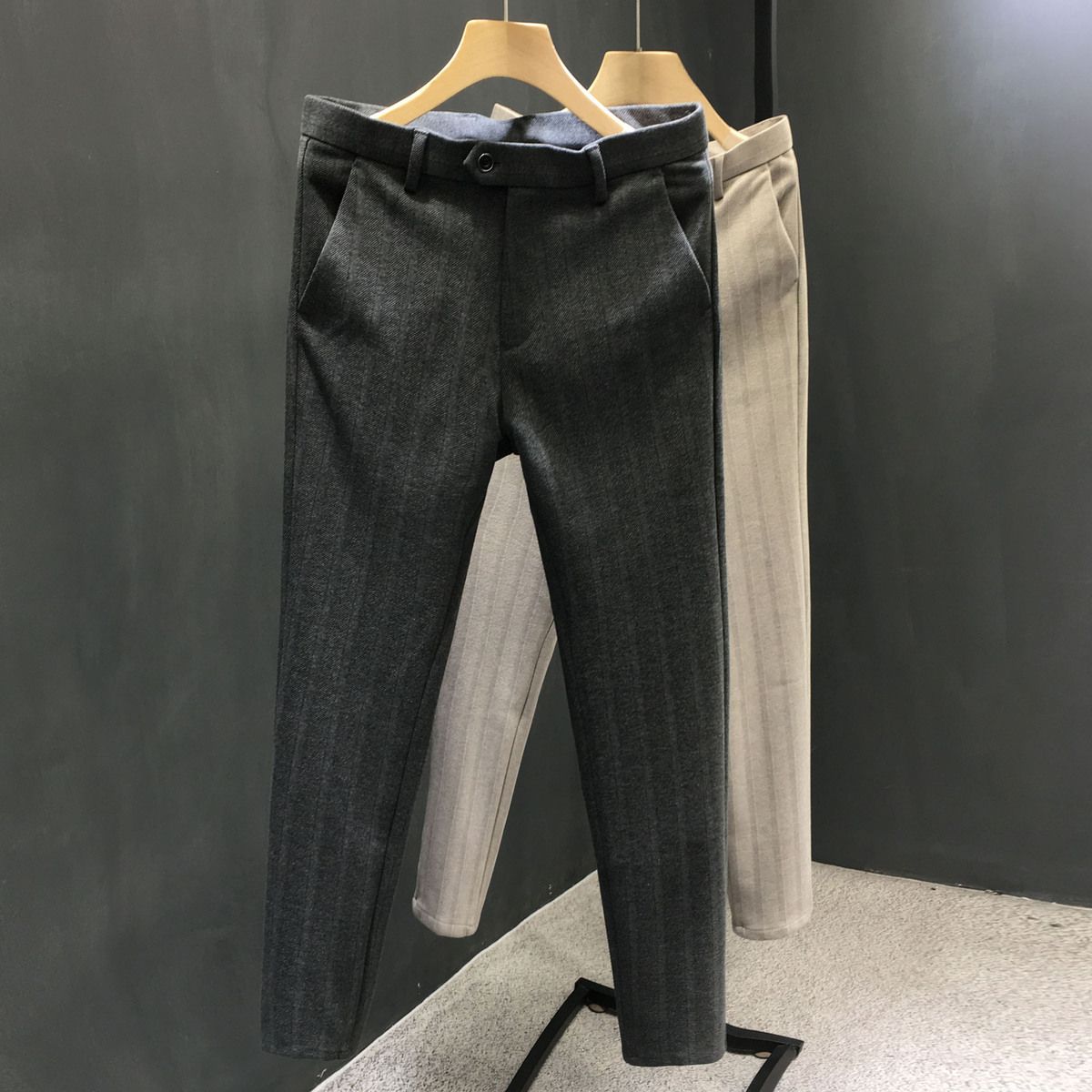 韓国ファッション スラックス 高級感 ツイードズボン ビジネス ジョガーパンツ ストレート スーツパンツ