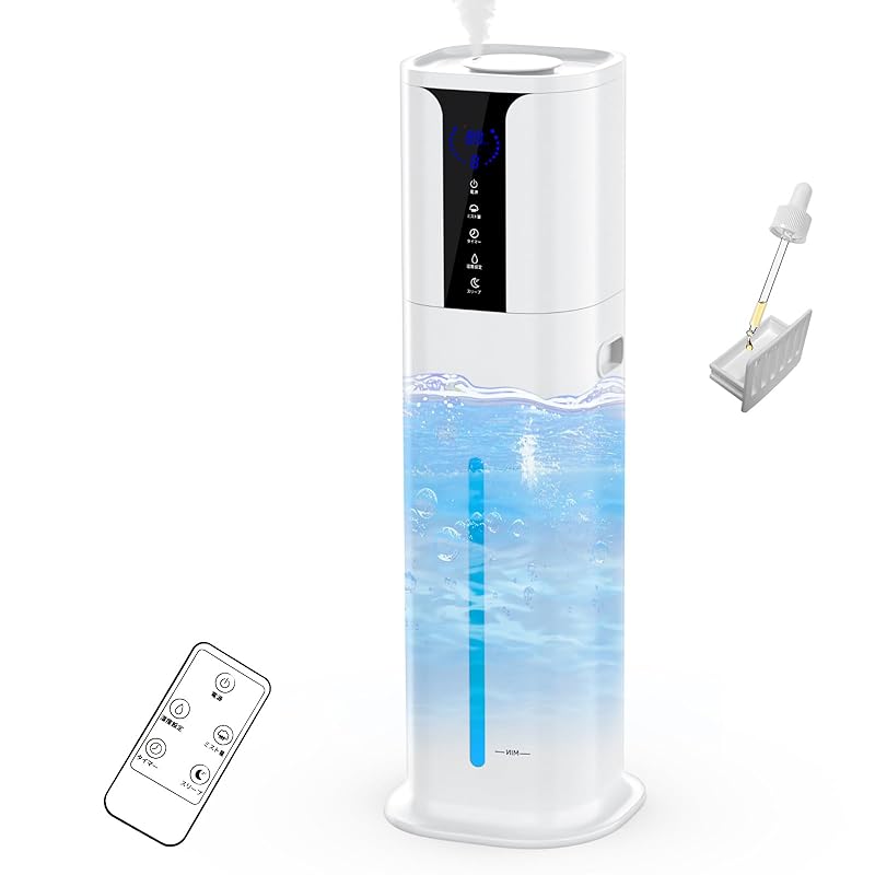 即納：加湿器 大容量 10L 【新登場モデル・除菌・自動感知恒湿】超音波式加湿器 タワー式 空気清浄機能 マイナスイオン アロマ対応 上から注水 3段階加湿量 タイマー設定可能1~8時間 スリープモー