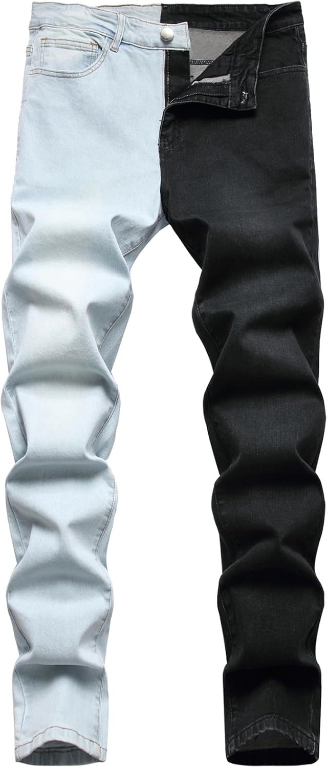 デニムパンツ ジーンズパンツ メンズ 細見 スキニーパンツ 左右不対称 無地 ロングパンツ 大人 かっこいい 個性 hip hop クラッシュ 動きやすい 軽量 ファッション ズボン 秋用 春秋 復刻