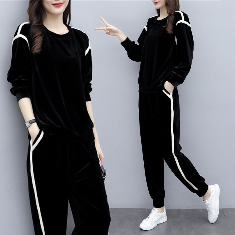 2024 セットアップ ファッションカジュアル ゆったり 2点セット ベルベット スウェット上下セット 5,014円